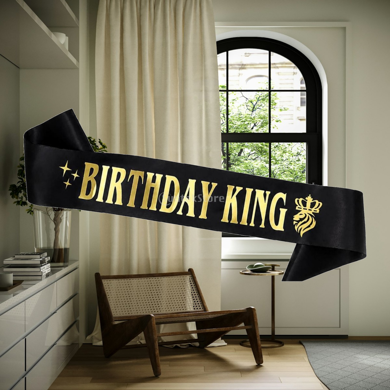 Birthday Sash Glitter - تاج حفلات لامع، وشاح ملكي لعيد