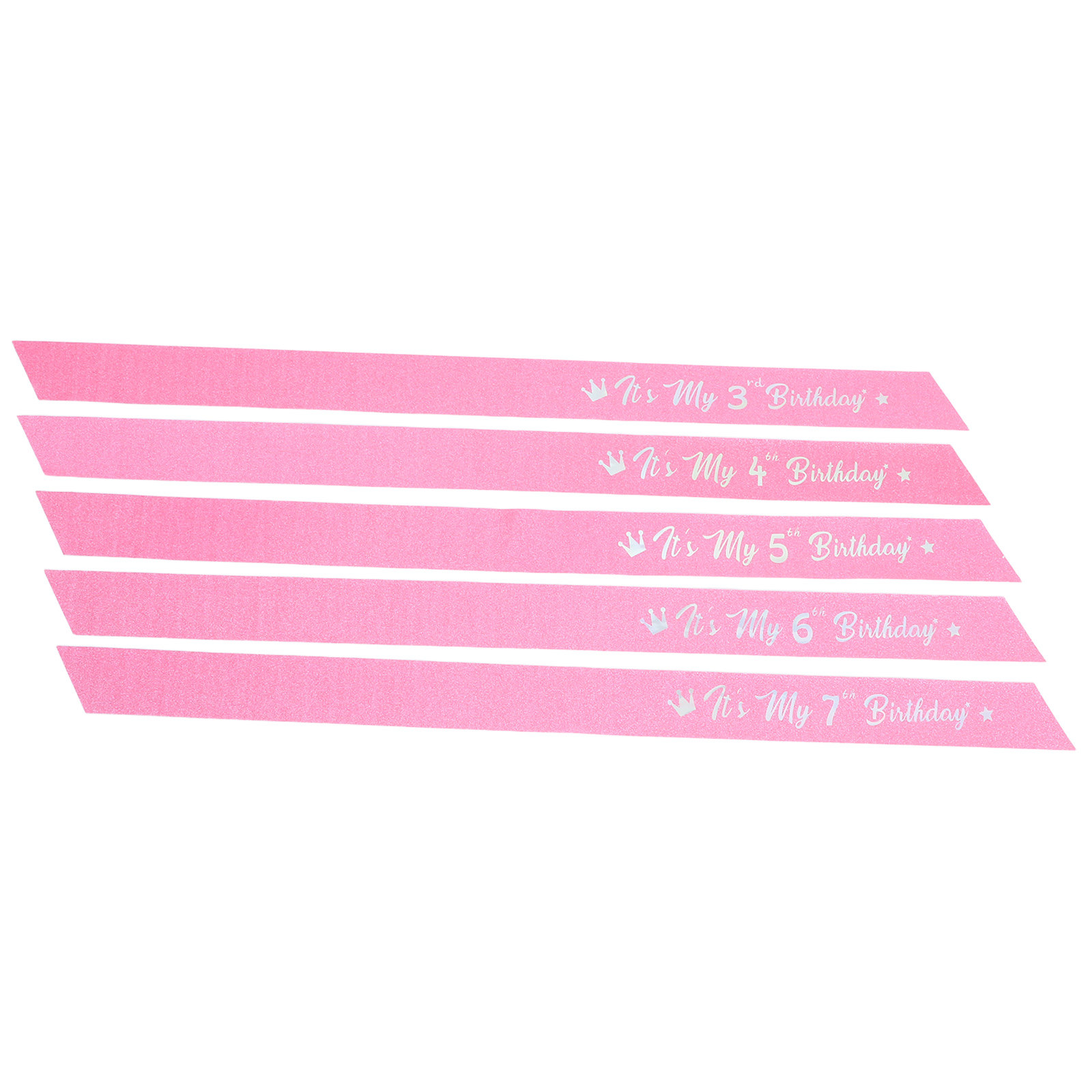 Birthday Sash Glitter - طقم وشاح عيد ميلاد وردي لامع