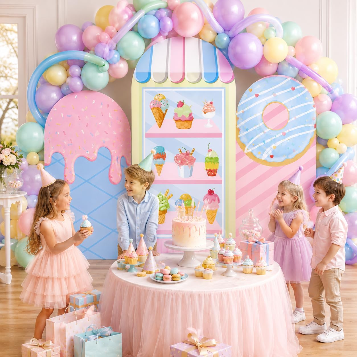 Dessert Table Backdrop - غطاء خلفية قوس حفلة الآيس كريم