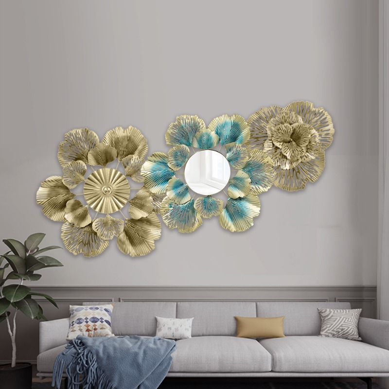 Flower Wall Panel - مرآة جدارية فاخرة بتصميم نورديك، مزينة