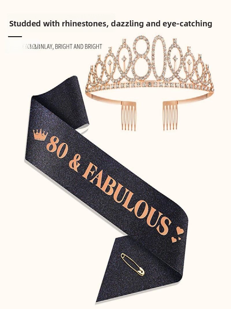 وشاح تاج ذهبي لامع بلون الشمبا - مراجعة Birthday Sash Glitter وسعره