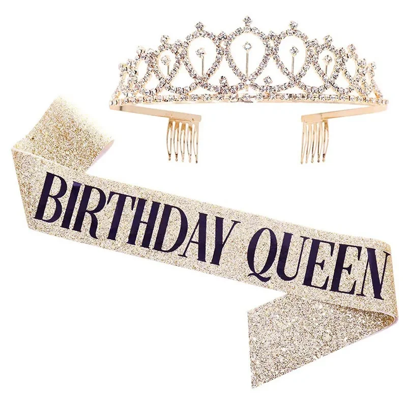 تاج الملكة بحجر الراين للنساء  - مراجعة Birthday Sash Glitter وسعره