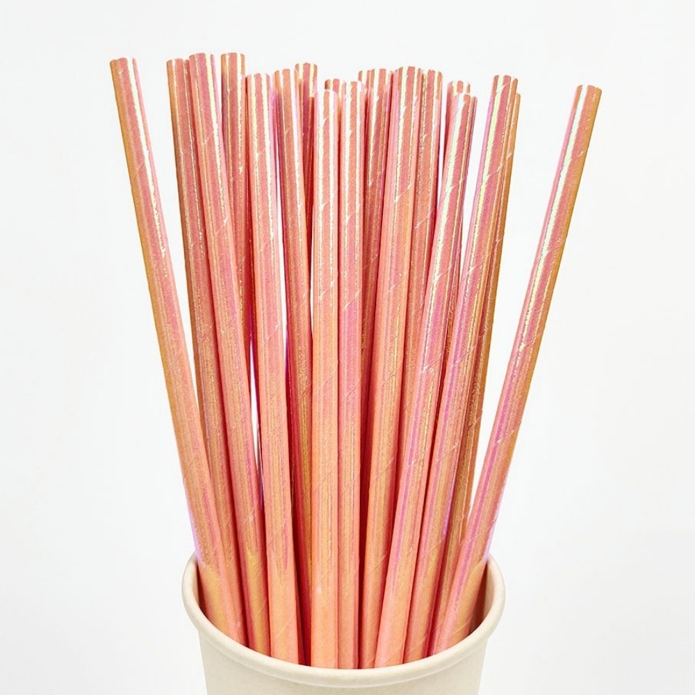 ماصة ورقية وردية وذهبية ، 25 ، - مراجعة Paper Straw Color وسعره