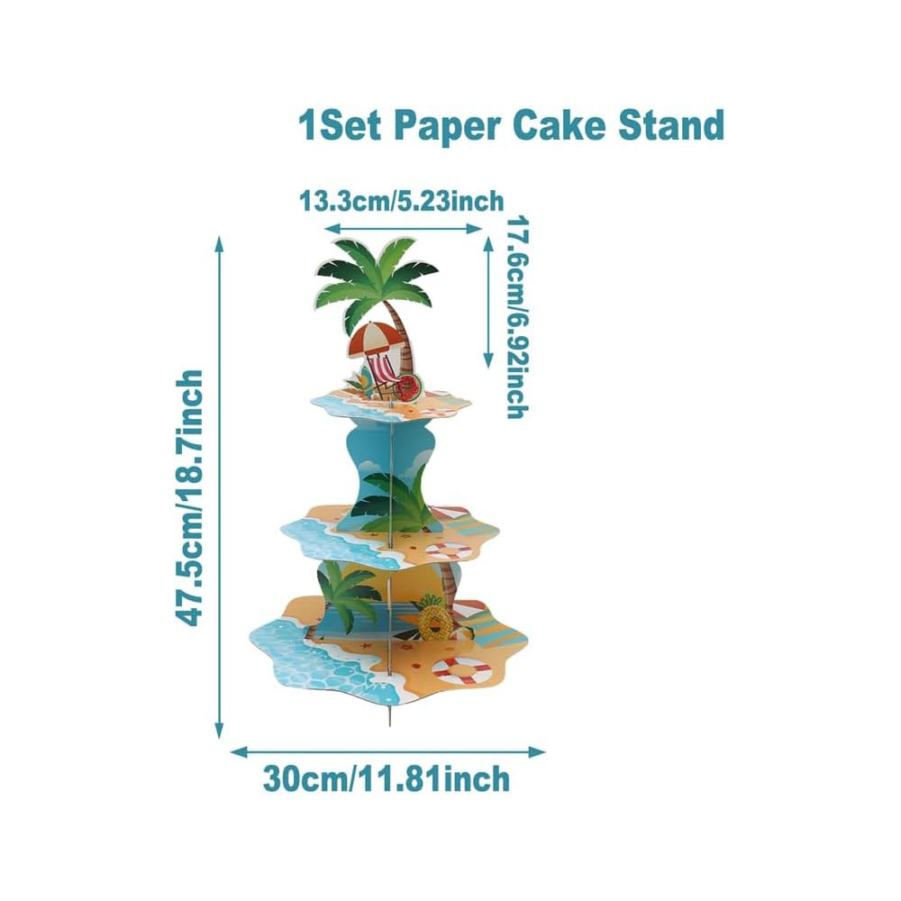 3 الطبقة هاواي شاطئ كب كيك الو - مراجعة Cupcake Stand Tier وسعره