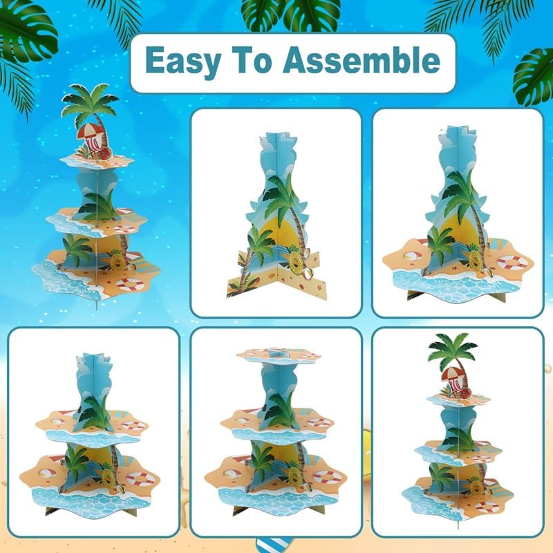 3 الطبقة هاواي شاطئ كب كيك الو - مراجعة Cupcake Stand Tier وسعره